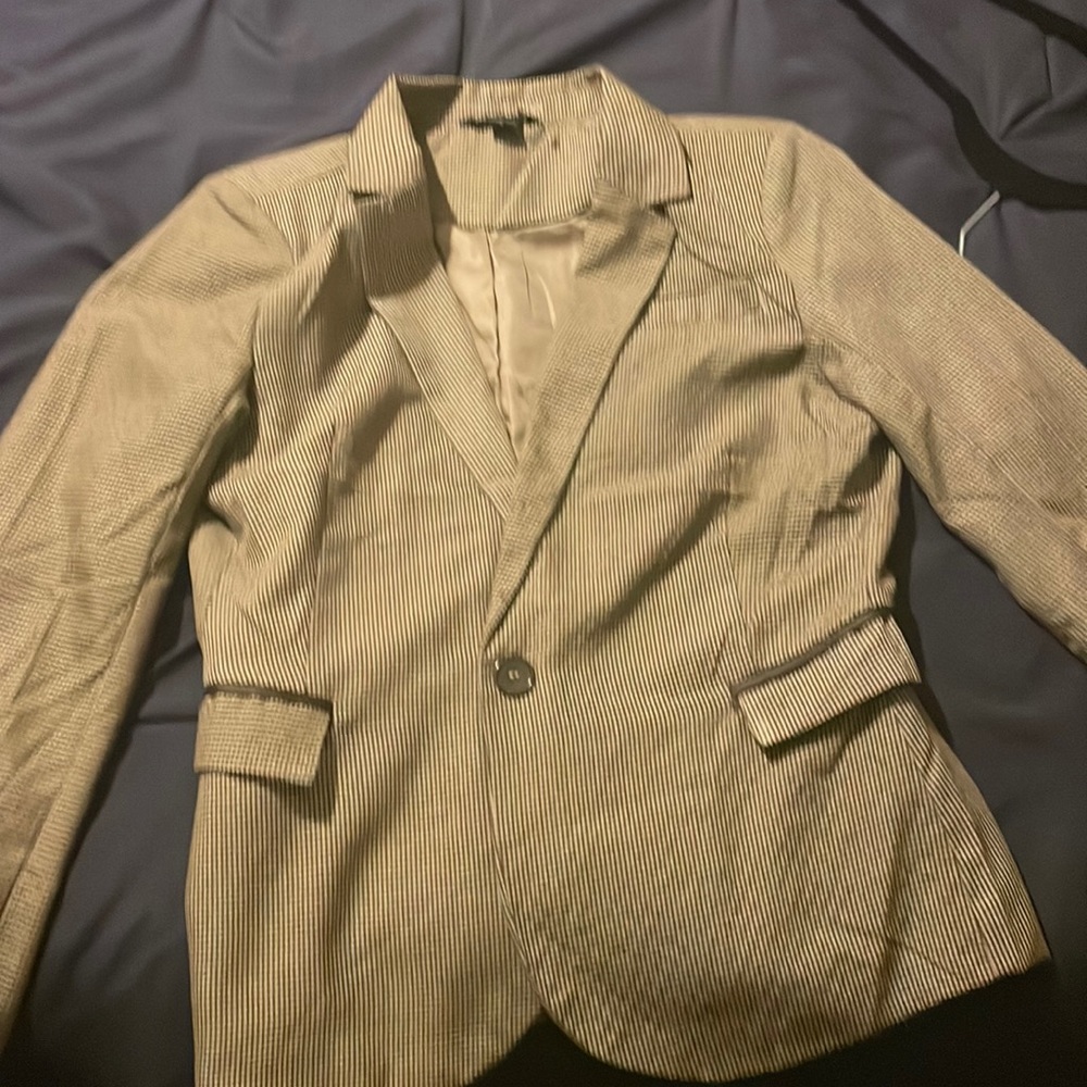 Brown Plaid Blazer w/ Leather Elbow Patches